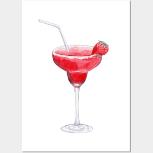 Strawberry daiquiri cocktail Posters and Art